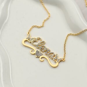 Sparkling Butterfly Heart Name Necklace with Custom Personalized Name for Women Birthday Gift 7