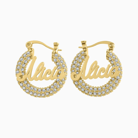 Dainty Bling Name Hoops