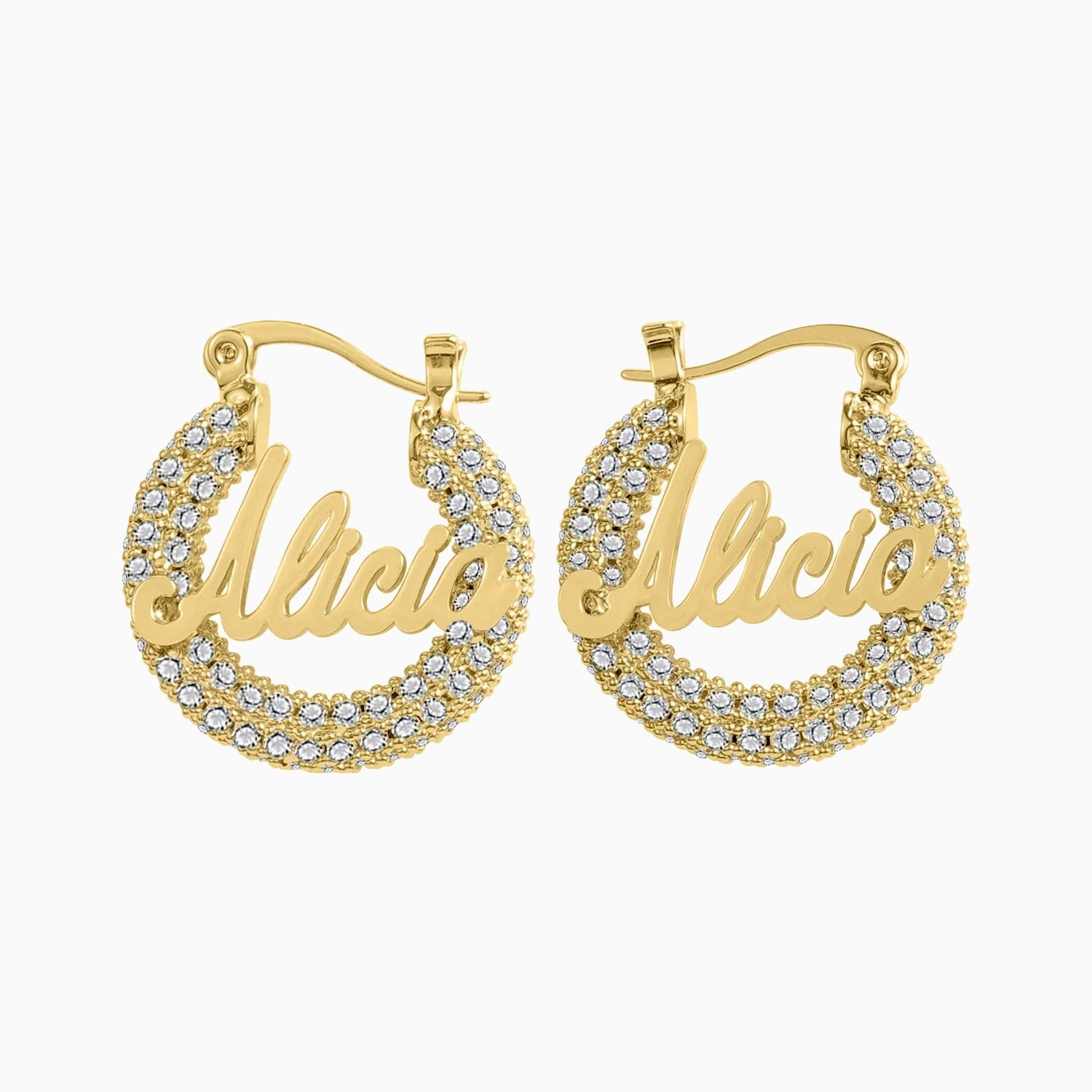 Dainty Bling Name Hoops