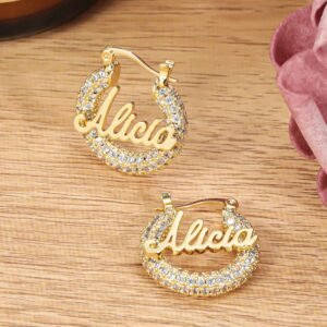 Personalized Crystal Sparkling Bling Hip Hop CZ Custom Hoop Name Necklace 7