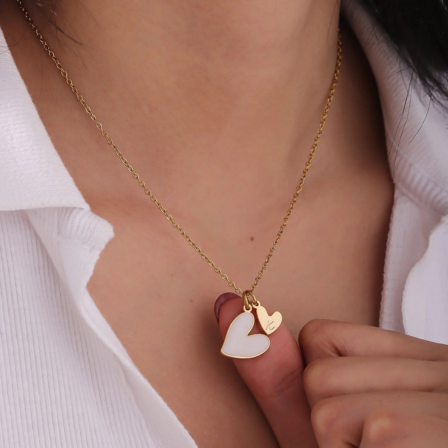 Heart custom letter initial necklace for women love heart family 1