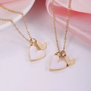 Heart custom letter initial necklace for women love heart family 2