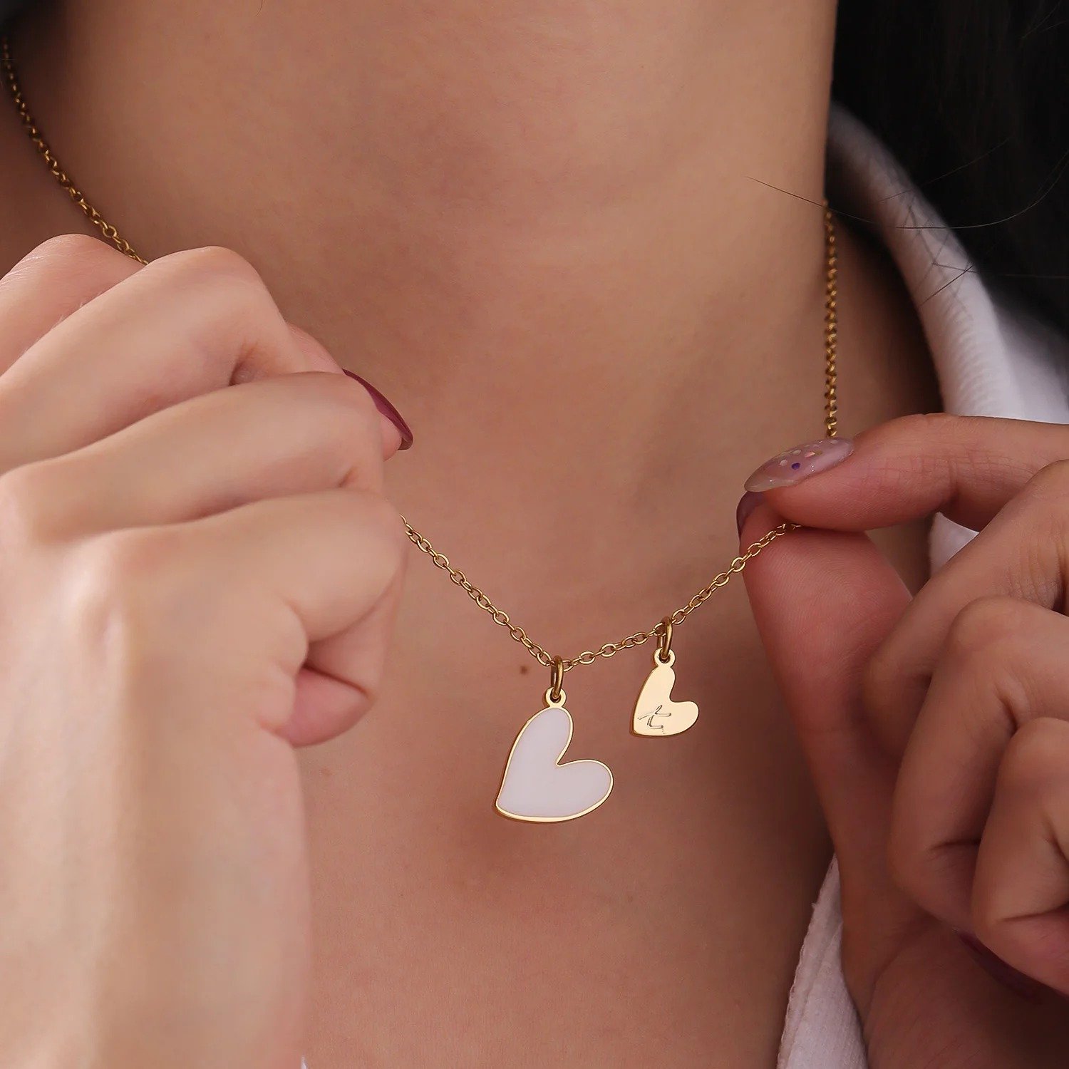 Heart custom letter initial necklace for women love heart family 3