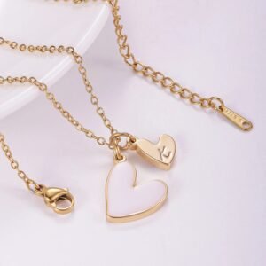 Heart custom letter initial necklace for women love heart family 4