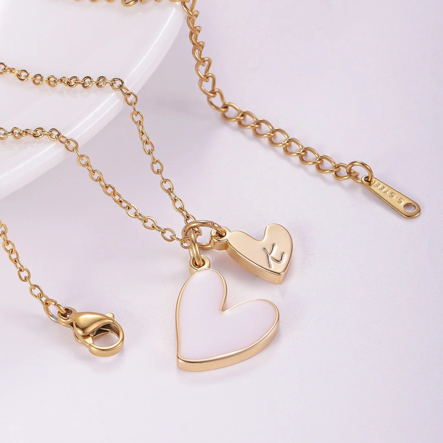 Heart custom letter initial necklace for women love heart family 4