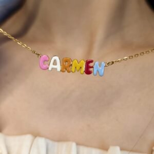 rainbow colorful custom name necklace with custom design and personalized name bubble letters necklace for women 1
