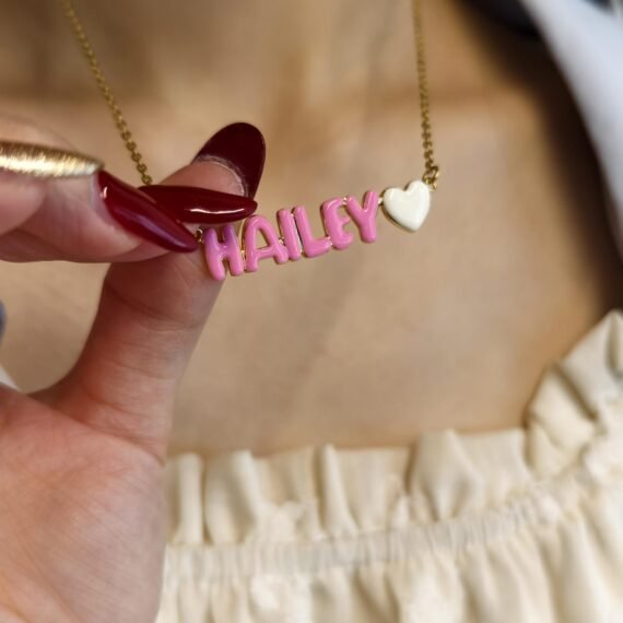 rainbow colorful custom name necklace with custom design and personalized name bubble letters necklace for women 3