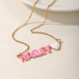 rainbow colorful custom name necklace with custom design and personalized name bubble letters necklace for women 5