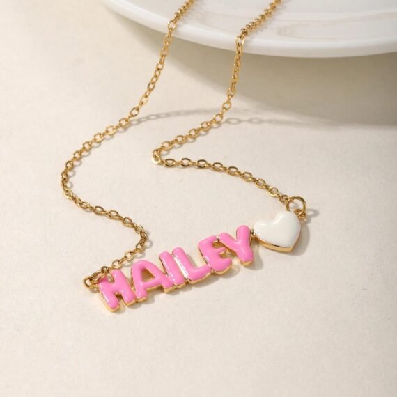 rainbow colorful custom name necklace with custom design and personalized name bubble letters necklace for women 5