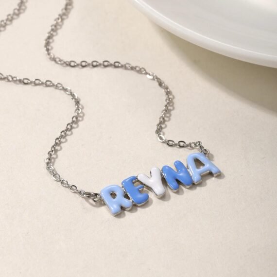 rainbow colorful custom name necklace with custom design and personalized name bubble letters necklace for women 6