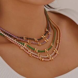 Custom jewelry gift gold name necklace with tennis chain